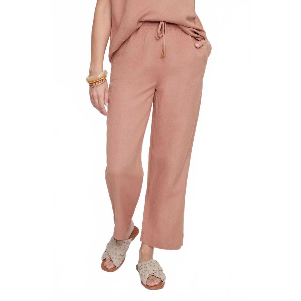 NEW RENUAR blush breeze linen cropped pants in mocha